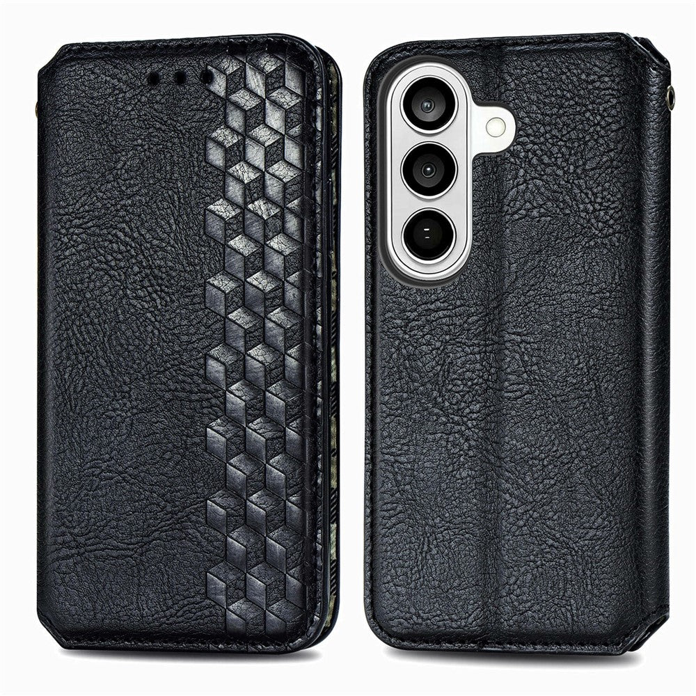 For Samsung Galaxy S26+ Case Rhombus Imprint PU Leather Wallet Phone Cover
