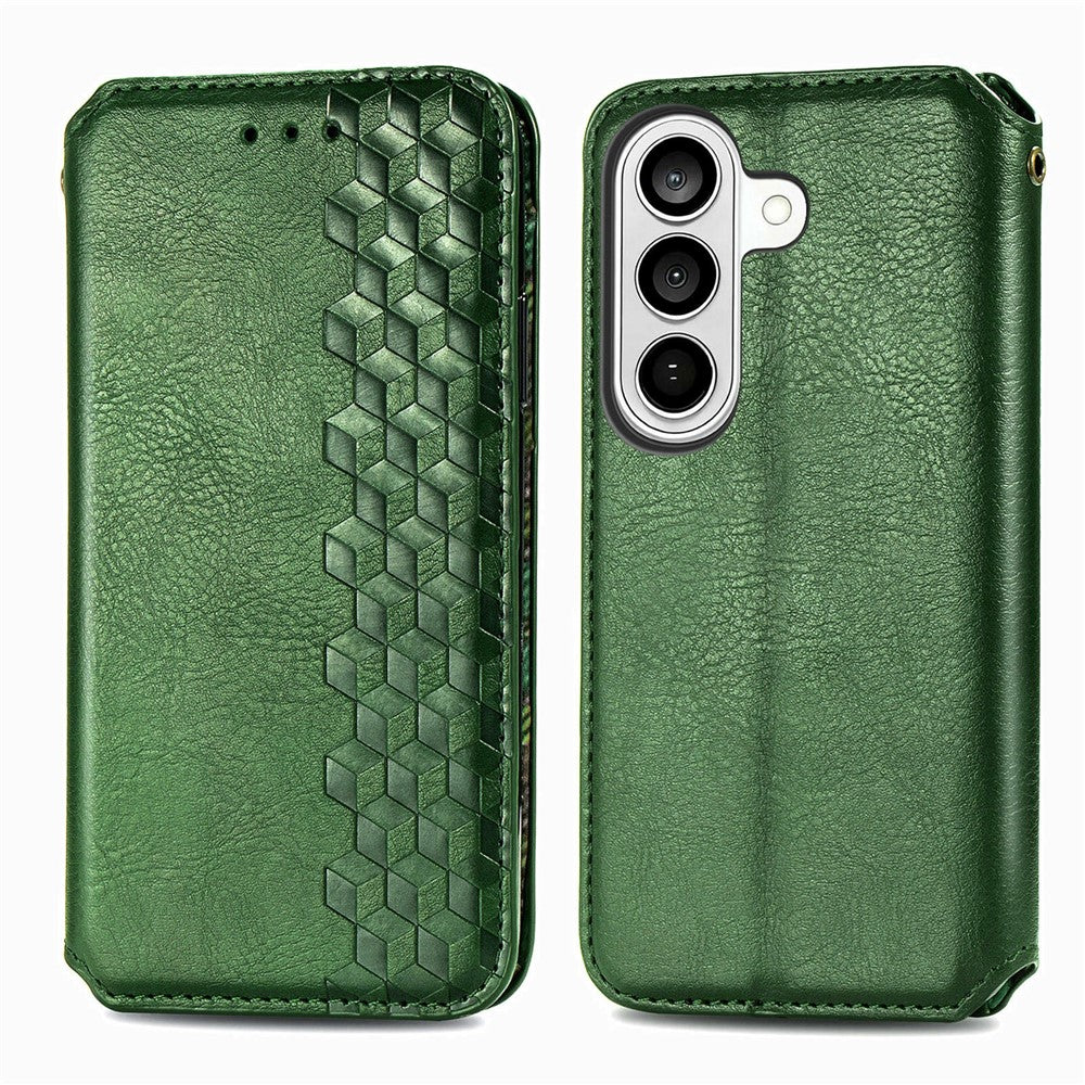 For Samsung Galaxy S26+ Case Rhombus Imprint PU Leather Wallet Phone Cover