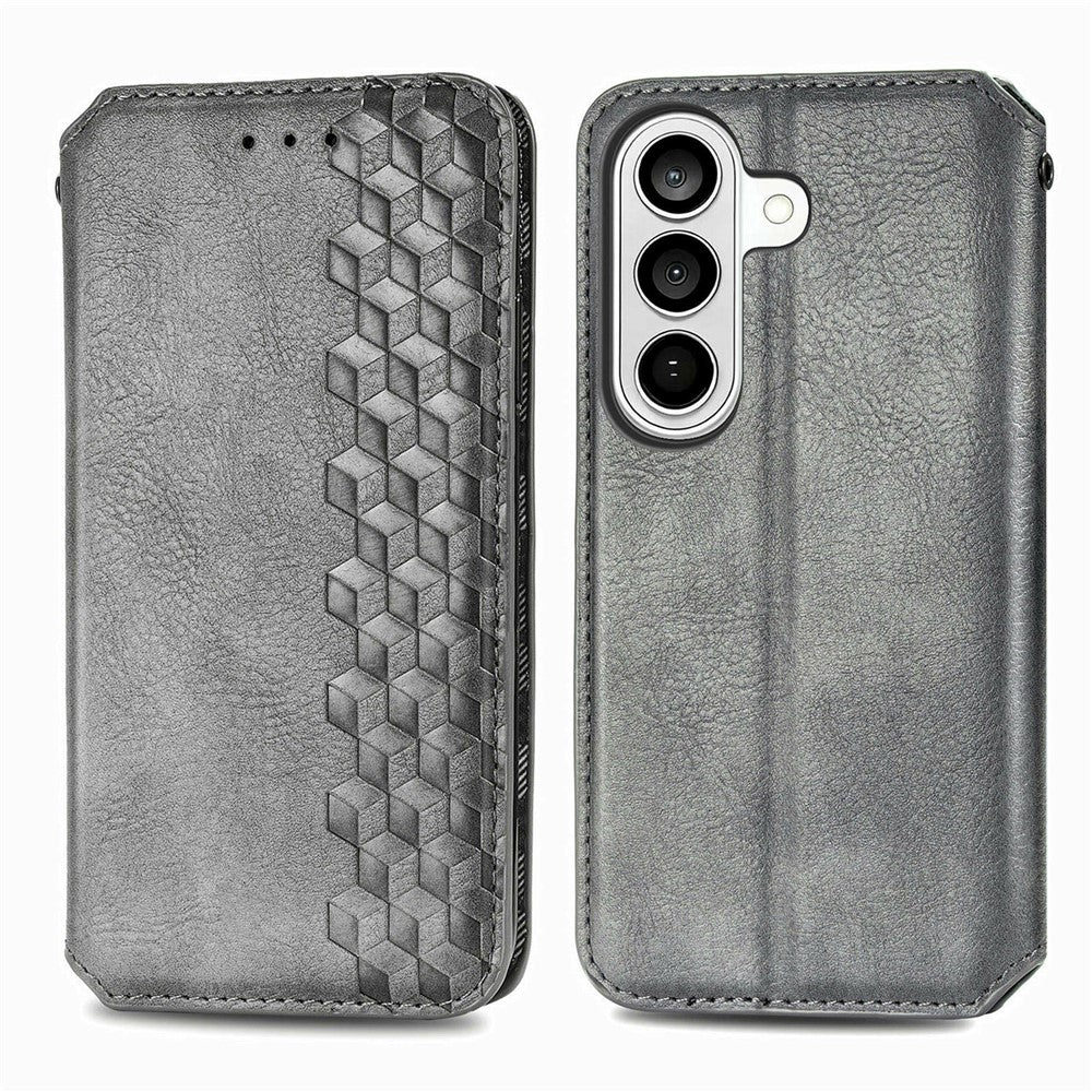 For Samsung Galaxy S26+ Case Rhombus Imprint PU Leather Wallet Phone Cover