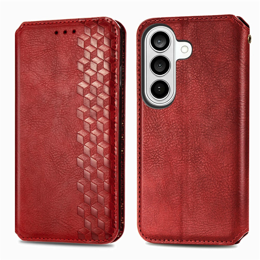 For Samsung Galaxy S26+ Case Rhombus Imprint PU Leather Wallet Phone Cover