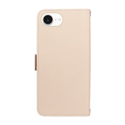 For iPhone 17e / 16e Leather Case Rhinestone Decor Rhombus Pattern Wallet Stand Flip Phone Cover with Straps