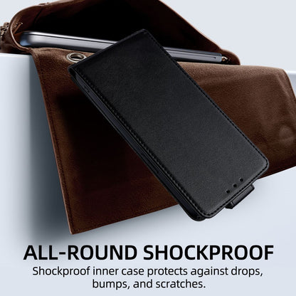 For iPhone 16 Pro Max Case Card Holder Vertical Flip Leather Phone Cover with Crossbody Shoulder Strap