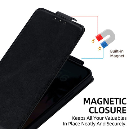 For iPhone 16 Pro Max Case Card Holder Vertical Flip Leather Phone Cover with Crossbody Shoulder Strap