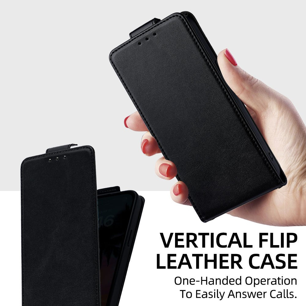 For iPhone 16 Pro Max Case Card Holder Vertical Flip Leather Phone Cover with Crossbody Shoulder Strap