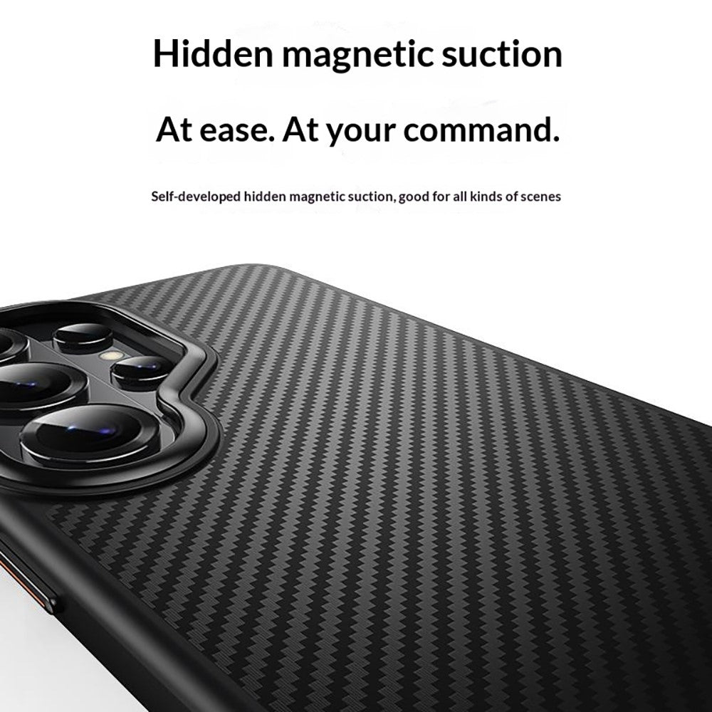 For Samsung Galaxy S26 Ultra Magnetic Case Carbon Fiber Texture PC + TPU Cover