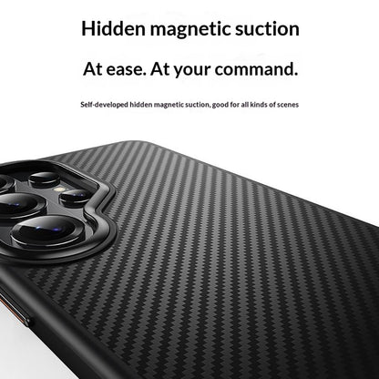For Samsung Galaxy S26 Ultra Magnetic Case Carbon Fiber Texture PC + TPU Cover