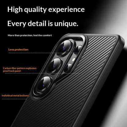 For Samsung Galaxy S26 Ultra Magnetic Case Carbon Fiber Texture PC + TPU Cover