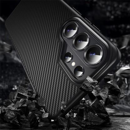 For Samsung Galaxy S26 Ultra Magnetic Case Carbon Fiber Texture PC + TPU Cover