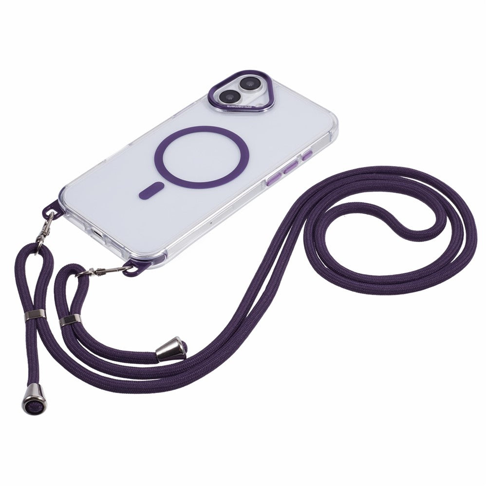 For iPhone 17 Clear Case Compatible with MagSafe Shockproof PC+TPU Phone Cover with 150cm Long Lanyard