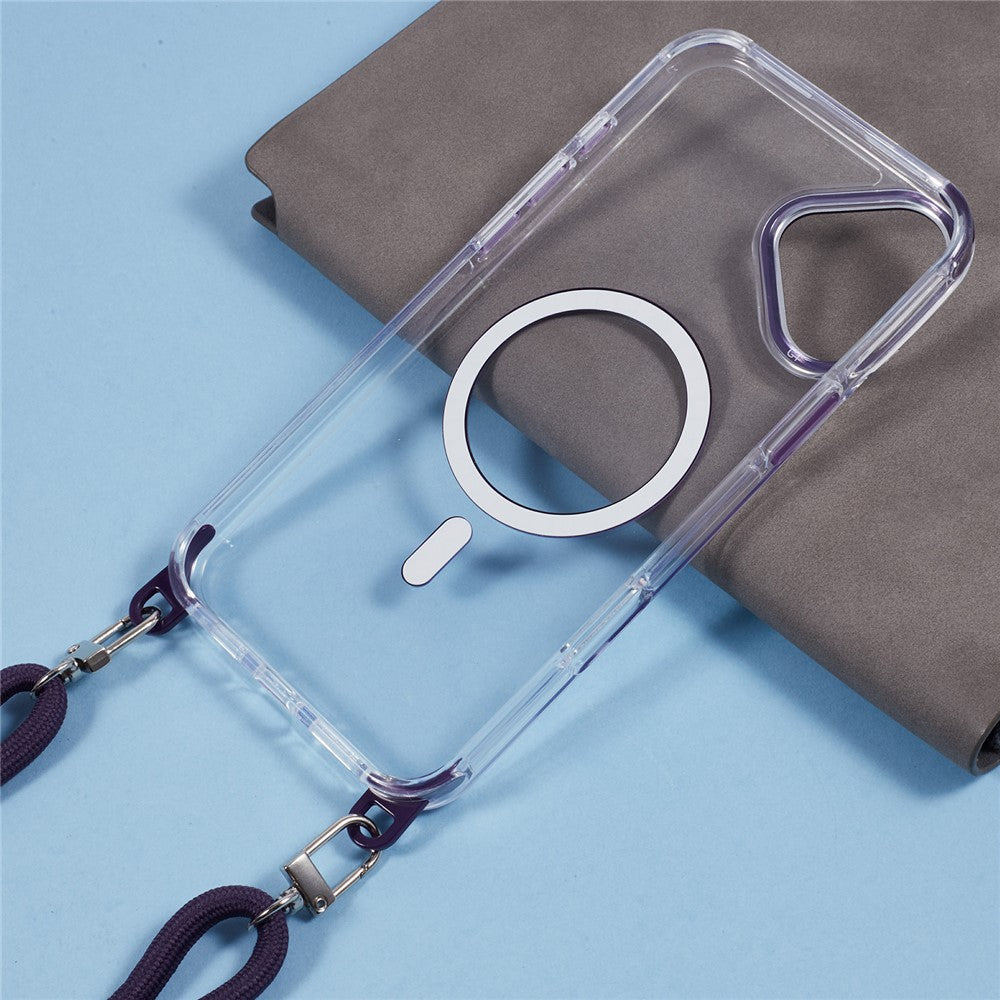For iPhone 17 Clear Case Compatible with MagSafe Shockproof PC+TPU Phone Cover with 150cm Long Lanyard