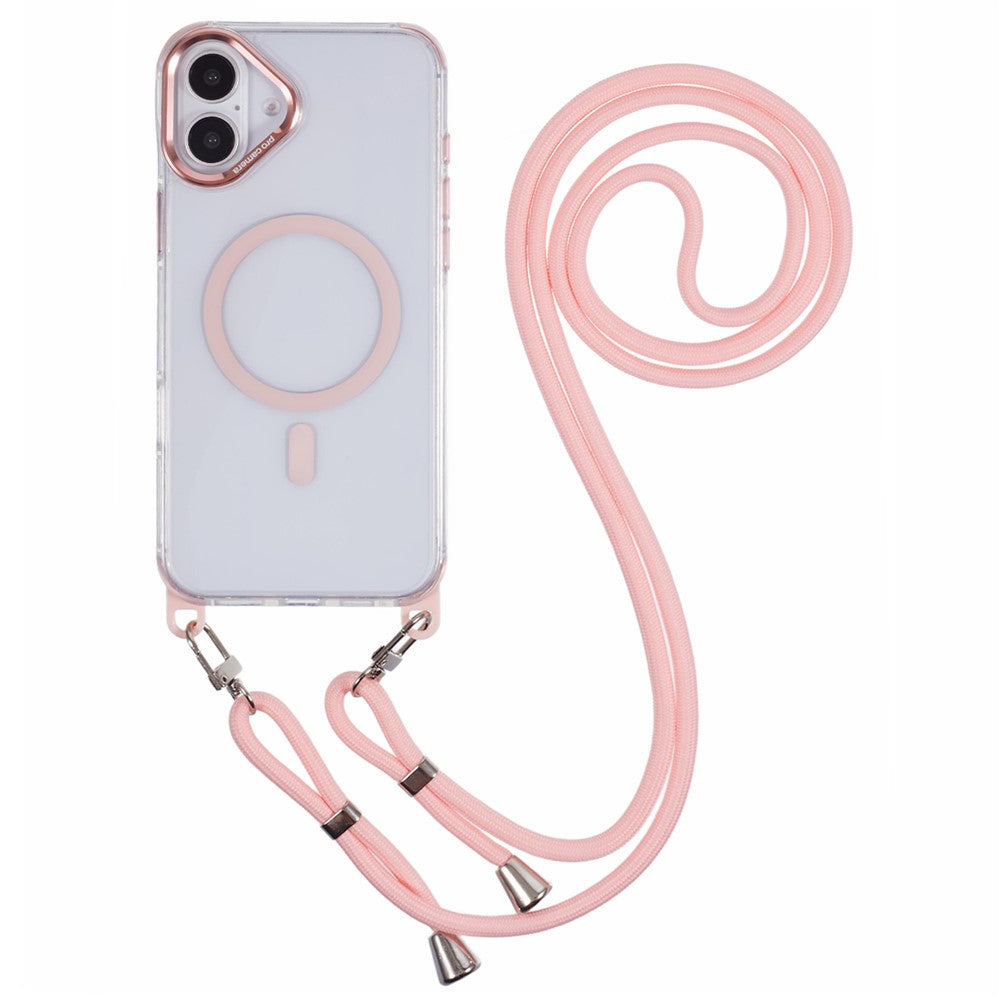 For iPhone 17 Clear Case Compatible with MagSafe Shockproof PC+TPU Phone Cover with 150cm Long Lanyard