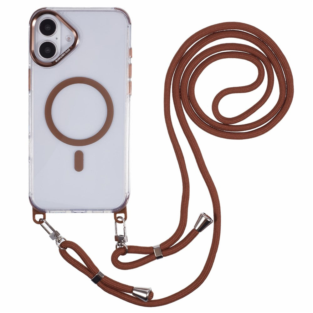 For iPhone 17 Clear Case Compatible with MagSafe Shockproof PC+TPU Phone Cover with 150cm Long Lanyard