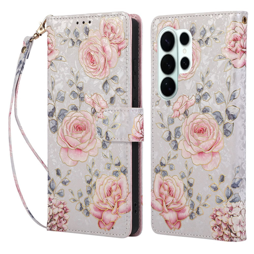 For Samsung Galaxy S26 Ultra Case RFID Blocking Flower Leather Phone Cover