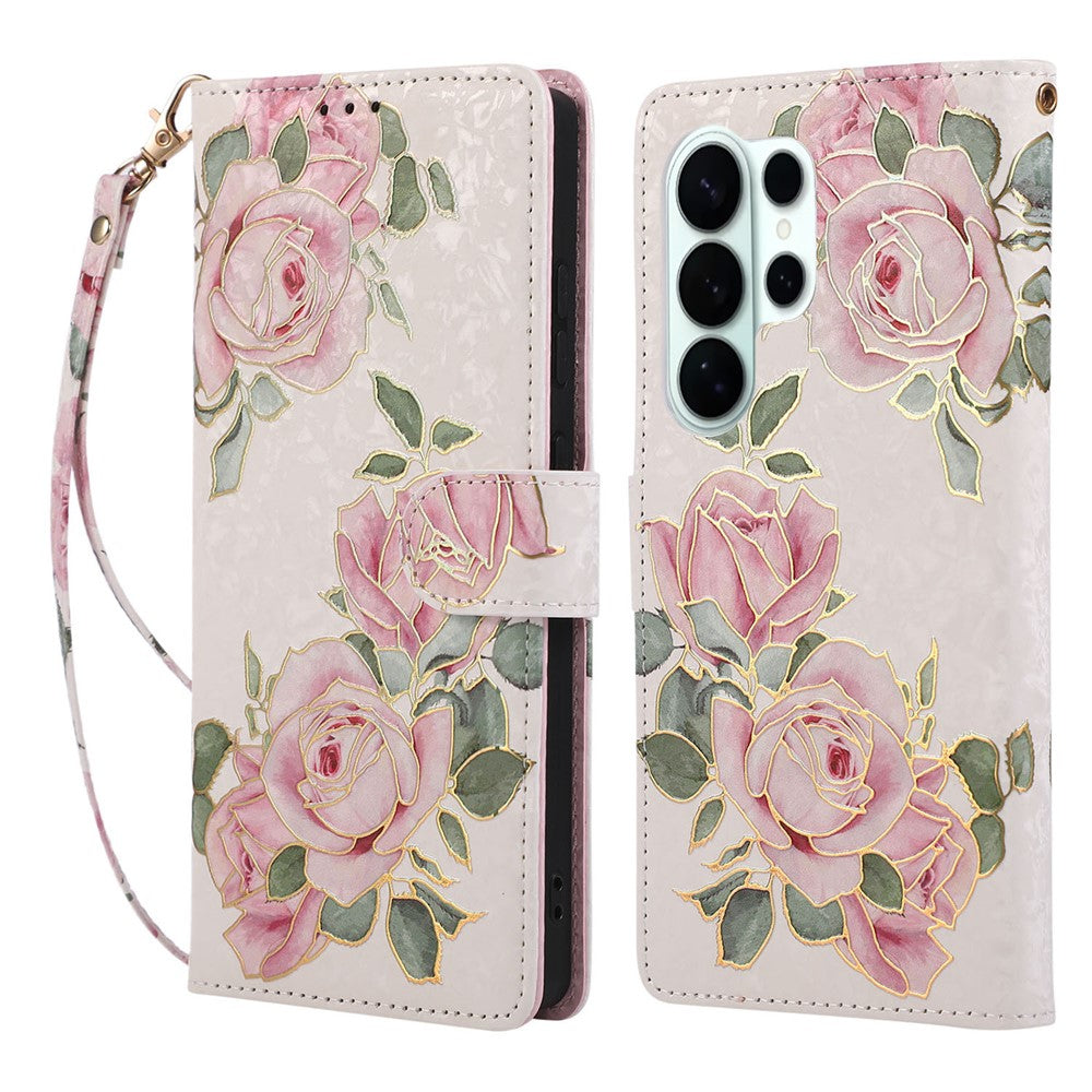 For Samsung Galaxy S26 Ultra Case RFID Blocking Flower Leather Phone Cover