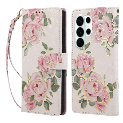 For Samsung Galaxy S26 Ultra Case RFID Blocking Flower Leather Phone Cover