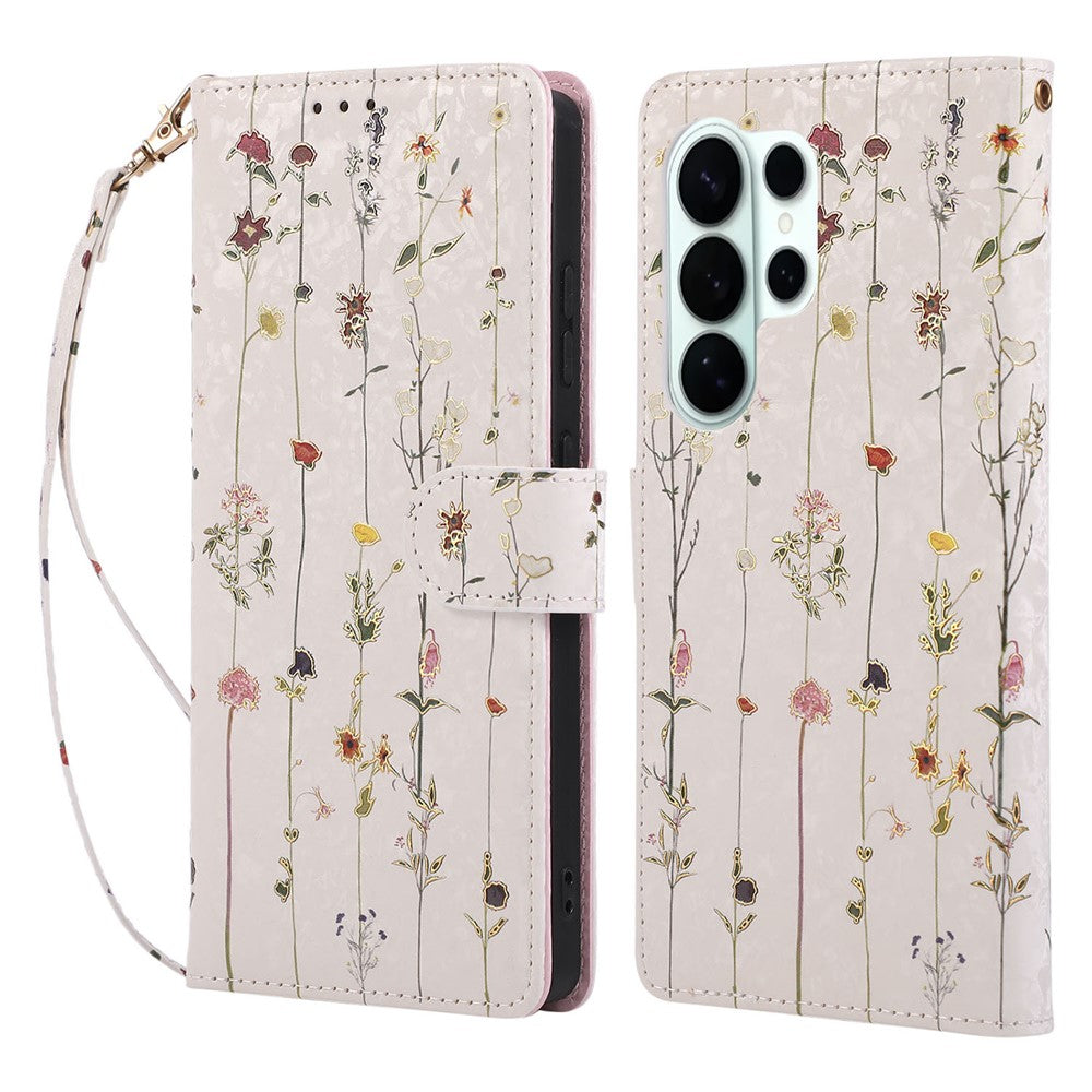 For Samsung Galaxy S26 Ultra Case RFID Blocking Flower Leather Phone Cover
