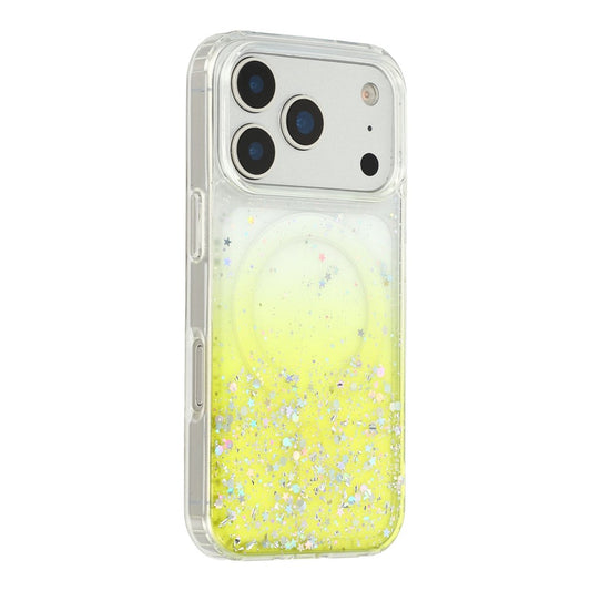 For iPhone 17 Pro Magnetic Case Gradient Sparkle Epoxy TPU + Acrylic Phone Cover Compatible with MagSafe