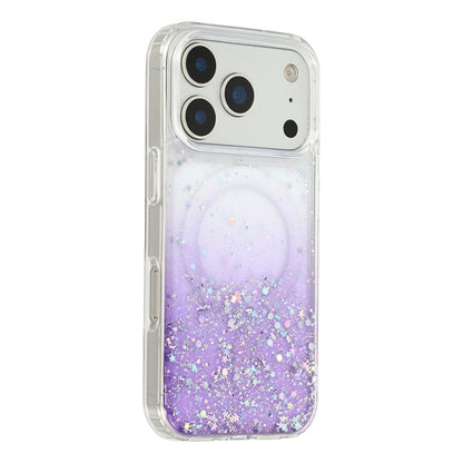 For iPhone 17 Pro Magnetic Case Gradient Sparkle Epoxy TPU + Acrylic Phone Cover Compatible with MagSafe