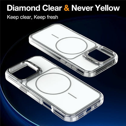 For iPhone 16 Pro Max Magnetic Case Matching Color Lens Kickstand TPU PC Phone Cover Compatible with MagSafe
