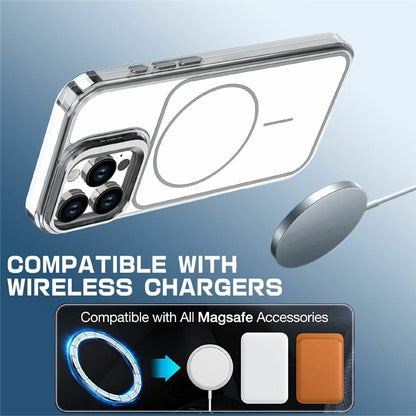 For iPhone 16 Pro Max Magnetic Case Matching Color Lens Kickstand TPU PC Phone Cover Compatible with MagSafe