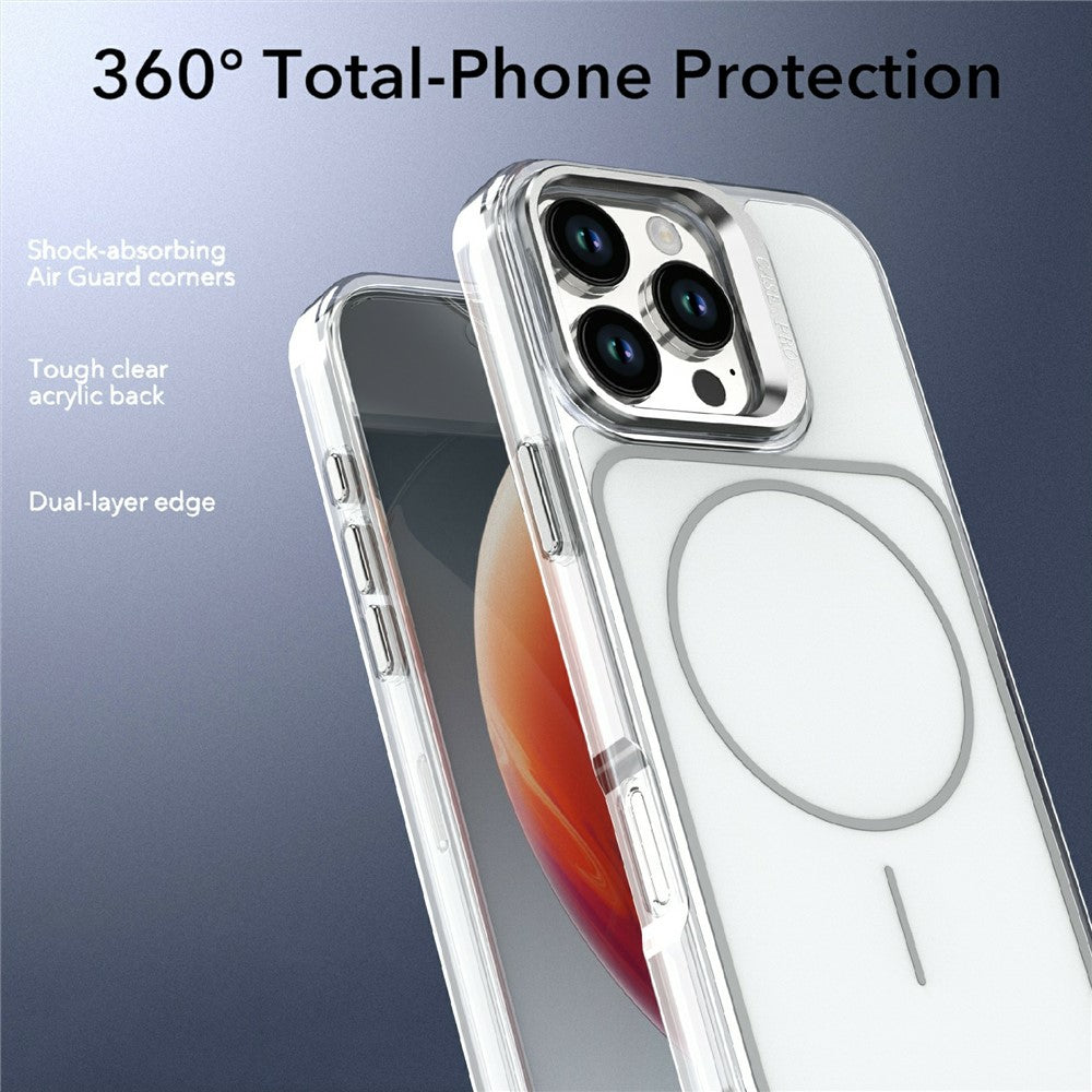 For iPhone 16 Pro Max Magnetic Case Matching Color Lens Kickstand TPU PC Phone Cover Compatible with MagSafe