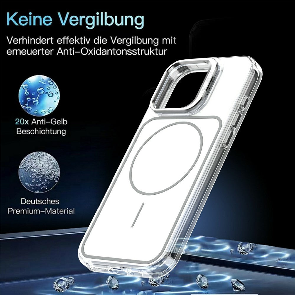 For iPhone 16 Pro Max Magnetic Case Matching Color Lens Kickstand TPU PC Phone Cover Compatible with MagSafe