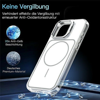 For iPhone 16 Pro Max Magnetic Case Matching Color Lens Kickstand TPU PC Phone Cover Compatible with MagSafe