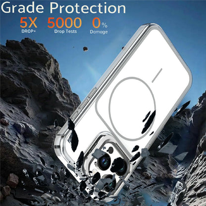 For iPhone 16 Pro Max Magnetic Case Matching Color Lens Kickstand TPU PC Phone Cover Compatible with MagSafe