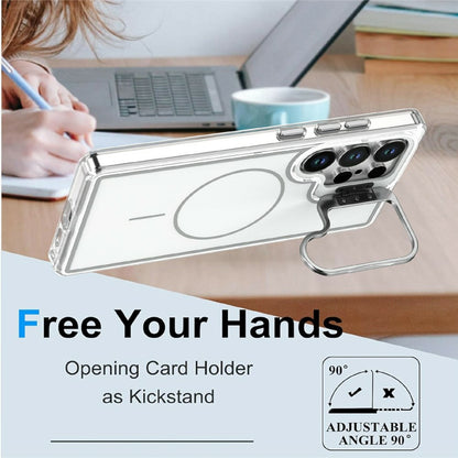 For Samsung Galaxy S25 Ultra Magnetic Case Matching Color Lens Kickstand TPU PC Phone Cover