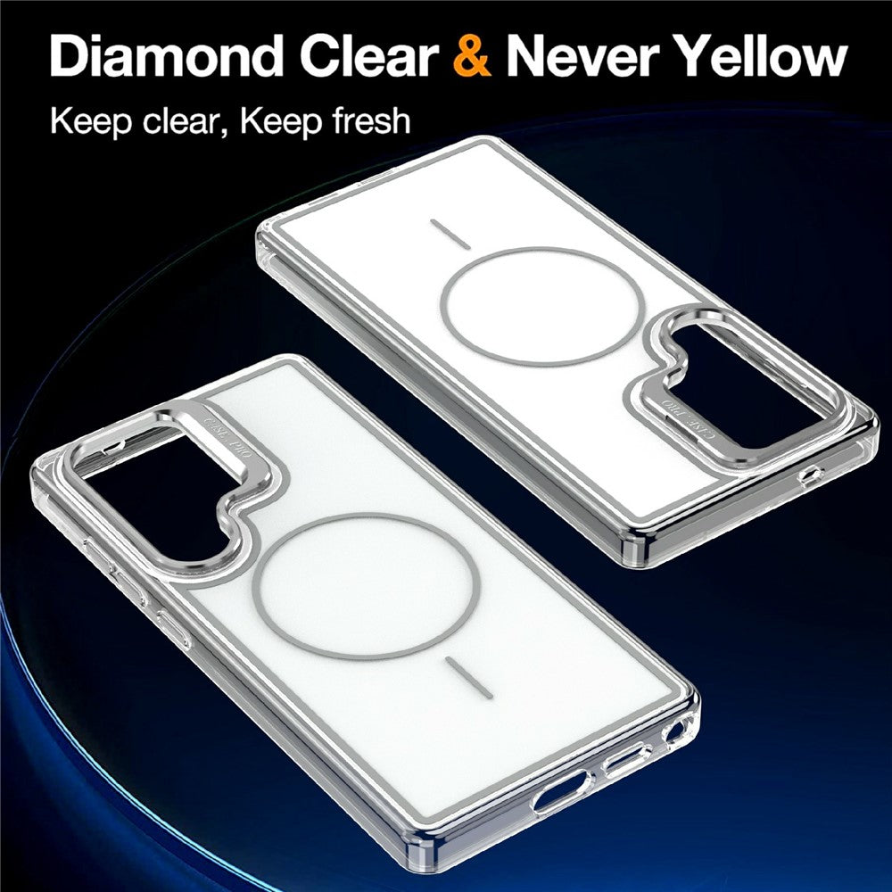 For Samsung Galaxy S25 Ultra Magnetic Case Matching Color Lens Kickstand TPU PC Phone Cover