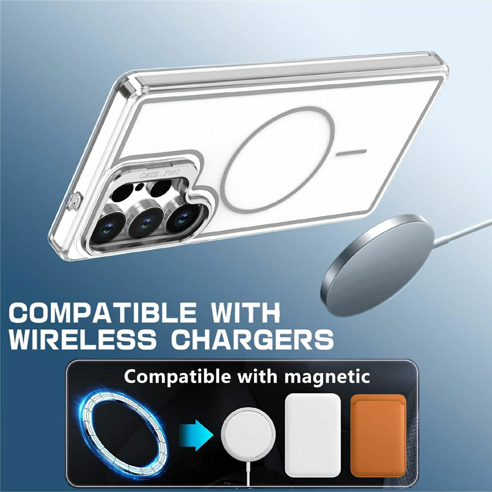 For Samsung Galaxy S25 Ultra Magnetic Case Matching Color Lens Kickstand TPU PC Phone Cover
