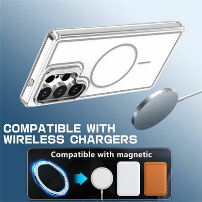 For Samsung Galaxy S25 Ultra Magnetic Case Matching Color Lens Kickstand TPU PC Phone Cover