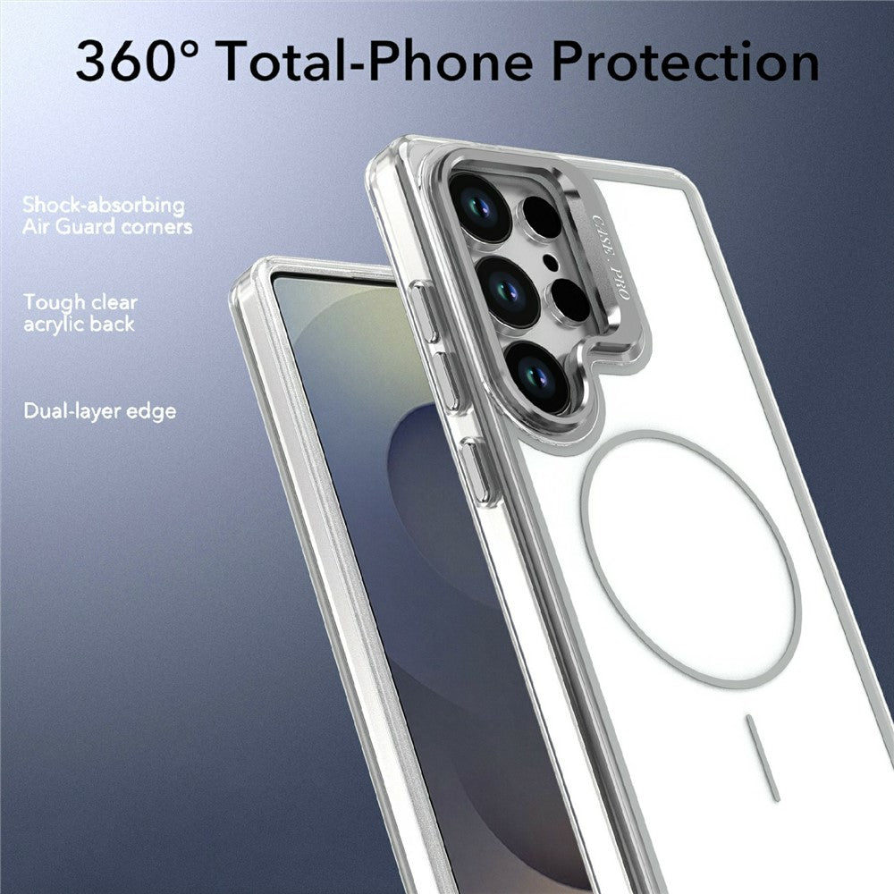 For Samsung Galaxy S25 Ultra Magnetic Case Matching Color Lens Kickstand TPU PC Phone Cover