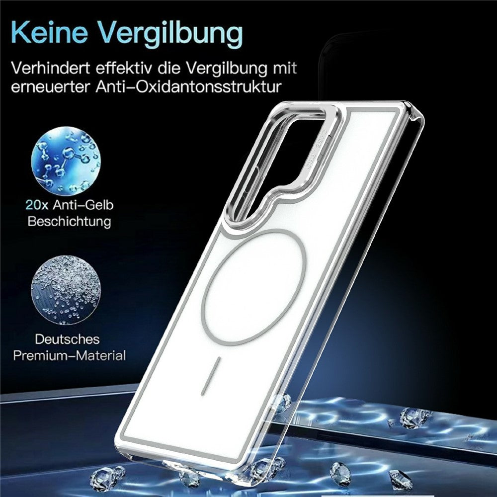 For Samsung Galaxy S25 Ultra Magnetic Case Matching Color Lens Kickstand TPU PC Phone Cover