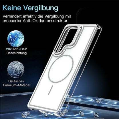 For Samsung Galaxy S25 Ultra Magnetic Case Matching Color Lens Kickstand TPU PC Phone Cover
