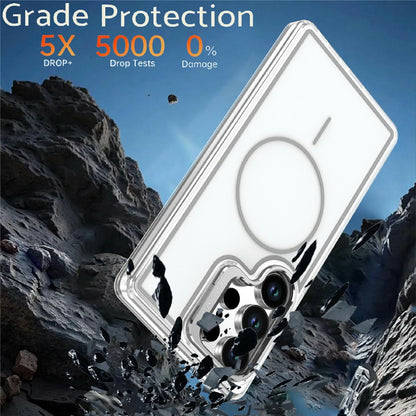 For Samsung Galaxy S25 Ultra Magnetic Case Matching Color Lens Kickstand TPU PC Phone Cover