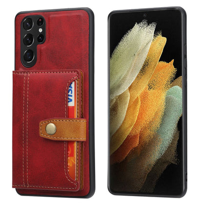 For Samsung Galaxy S26 Ultra Case Calf Texture Card Holder PU Leather + TPU Kicsktand Phone Cover