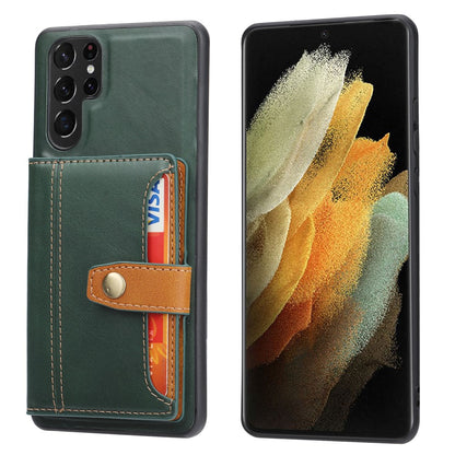 For Samsung Galaxy S26 Ultra Case Calf Texture Card Holder PU Leather + TPU Kicsktand Phone Cover