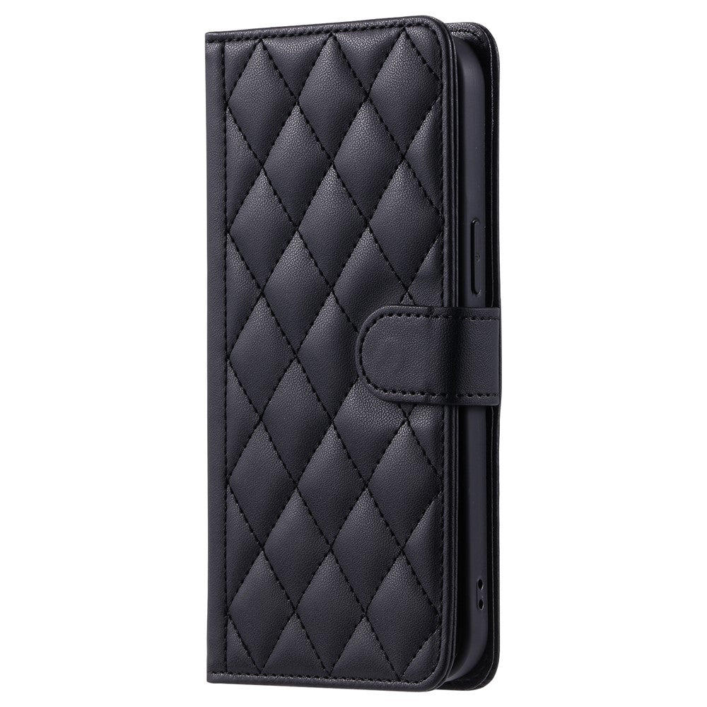 For Samsung Galaxy S26+ Case Wallet Rhombus Grid PU Leather Phone Cover with Shoulder Strap  /  Wrist Strap