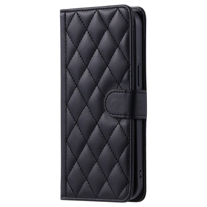 For Samsung Galaxy S26+ Case Wallet Rhombus Grid PU Leather Phone Cover with Shoulder Strap  /  Wrist Strap