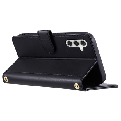 For Samsung Galaxy S26+ Case Wallet Rhombus Grid PU Leather Phone Cover with Shoulder Strap  /  Wrist Strap