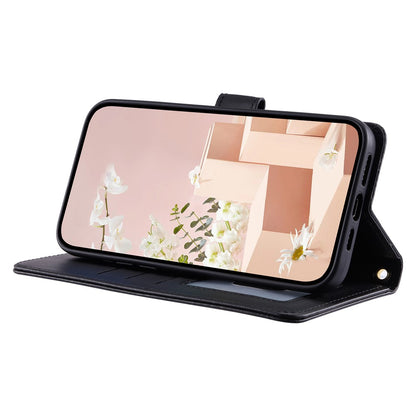 For Samsung Galaxy S26+ Case Wallet Rhombus Grid PU Leather Phone Cover with Shoulder Strap  /  Wrist Strap