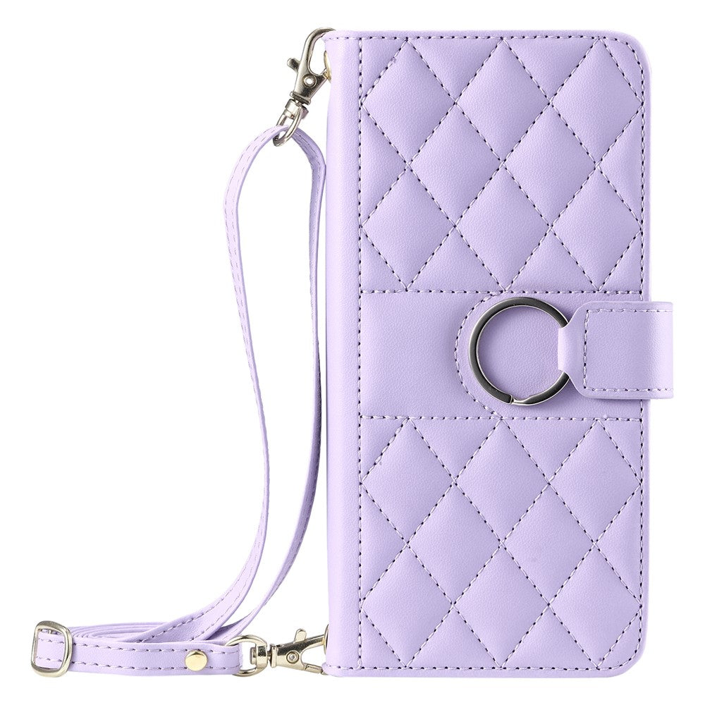 For Samsung Galaxy S26 Ultra Case Ring Buckle Wallet Stand Rhombus Crossbody Leather Mobile Cover