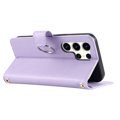 For Samsung Galaxy S26 Ultra Case Ring Buckle Wallet Stand Rhombus Crossbody Leather Mobile Cover