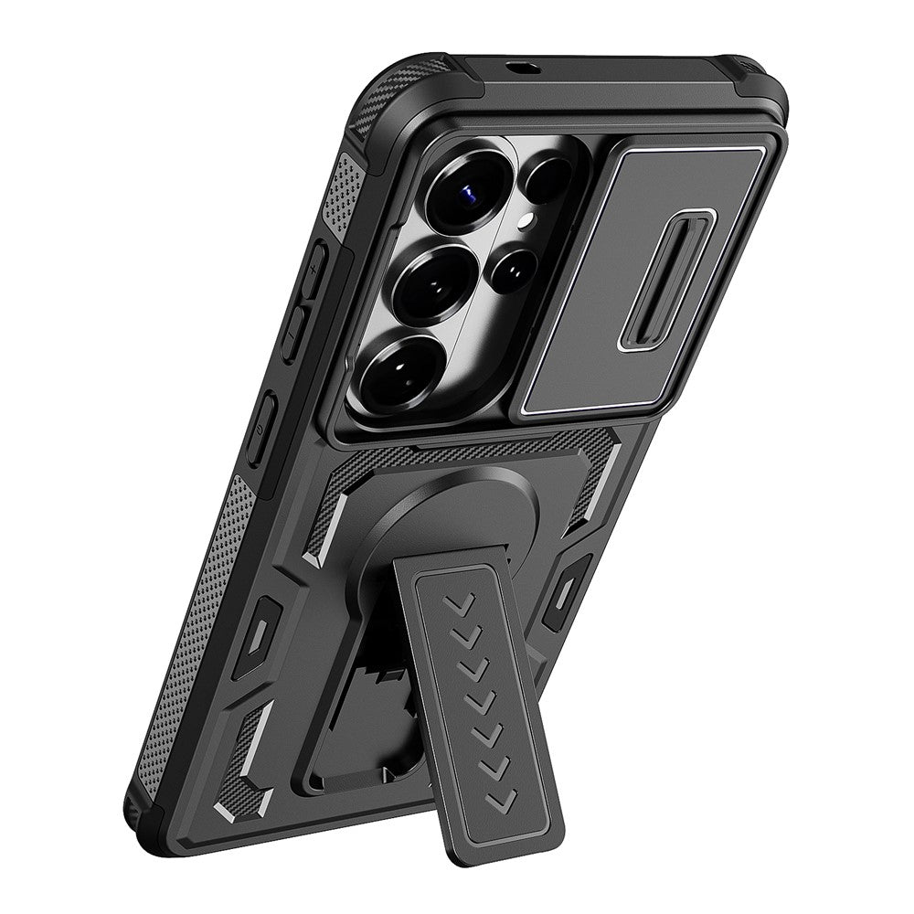 For Samsung Galaxy S26 Ultra Case Slide Lens Shield PC + TPU Kickstand Phone Cover
