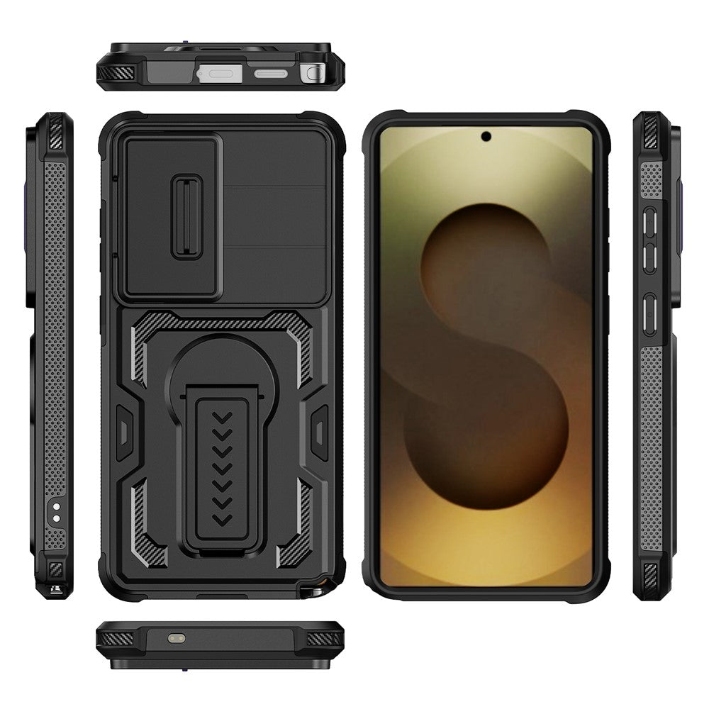 For Samsung Galaxy S26 Ultra Case Slide Lens Shield PC + TPU Kickstand Phone Cover
