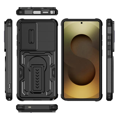For Samsung Galaxy S26 Ultra Case Slide Lens Shield PC + TPU Kickstand Phone Cover