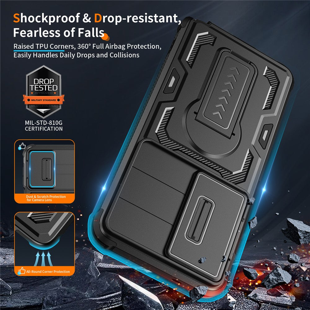 For Samsung Galaxy S26 Ultra Case Slide Lens Shield PC + TPU Kickstand Phone Cover