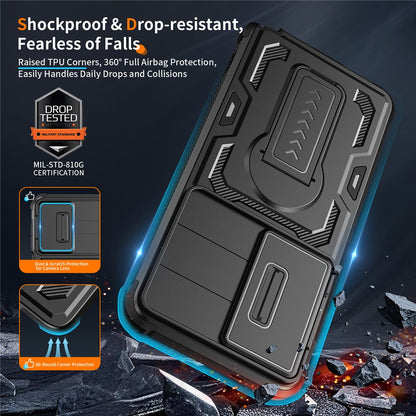For Samsung Galaxy S26 Ultra Case Slide Lens Shield PC + TPU Kickstand Phone Cover