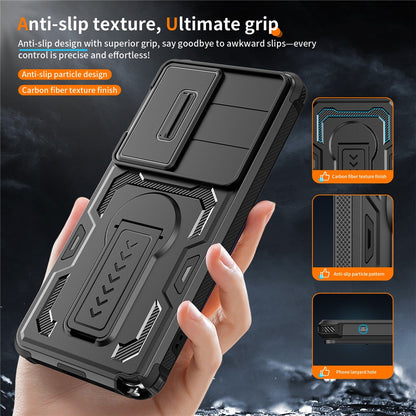 For Samsung Galaxy S26 Ultra Case Slide Lens Shield PC + TPU Kickstand Phone Cover